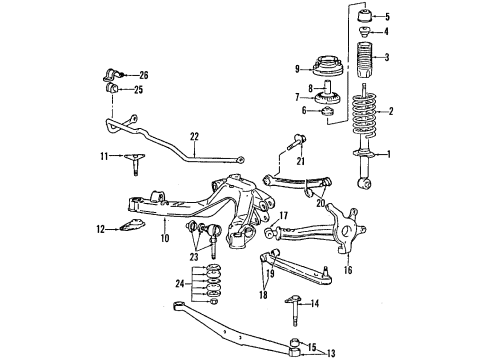 1991 Eagle Talon Rear Suspension Components, Lower Control Arm, Upper Control Arm, Stabilizer Bar Bolt-Rear Suspension Assist Lin Diagram for MS440002