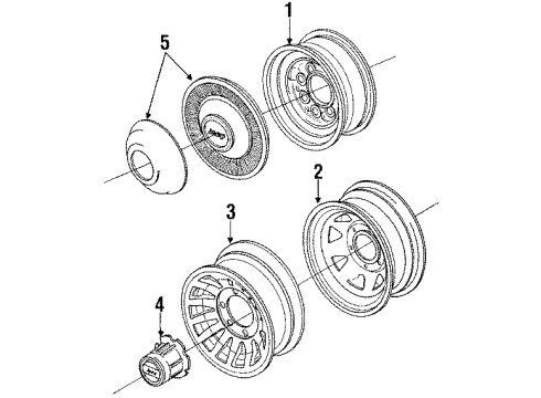 1985 Jeep Wagoneer Wheels, Covers & Trim Disc Hub Cap Diagram for 52003046