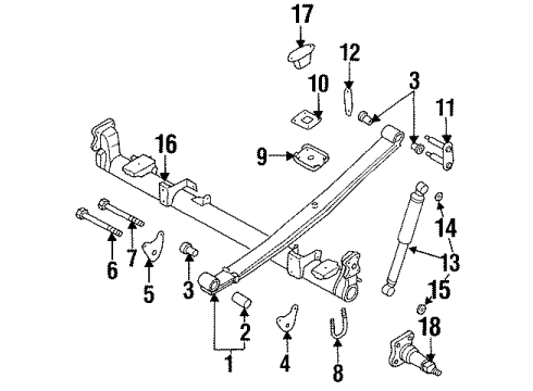 1996 Nissan Quest Rear Suspension Shackle-Rear Spring Diagram for 55222-1B700