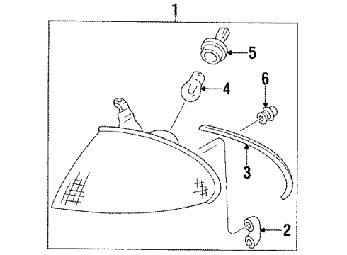 1997 Ford Aspire Park Lamps Bulb Diagram for F7BZ13466AA