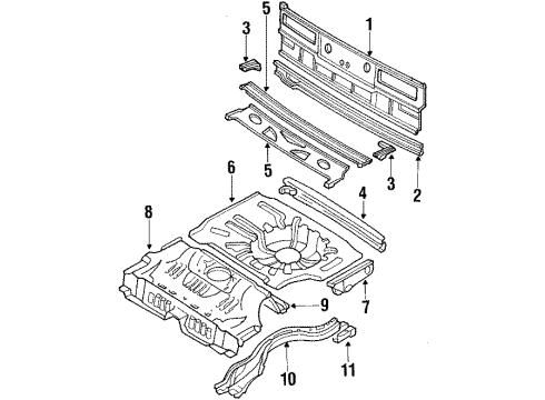 1988 Nissan Maxima Rear Body, Rear Upper Body, Rear Floor & Rails Floor Side-Trunk LH Diagram for 74531-13E00