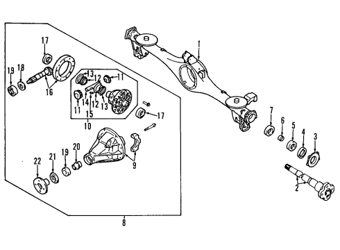 2001 Kia Sportage Rear Axle, Differential, Propeller Shaft Shaft-Rear Axle, LH Diagram for 0K04026115A