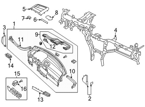 2022 Hyundai Ioniq 5 Cluster & Switches, Instrument Panel DUCT ASSY-SIDE AIR VENT, LH Diagram for 97480-GI000-LS5