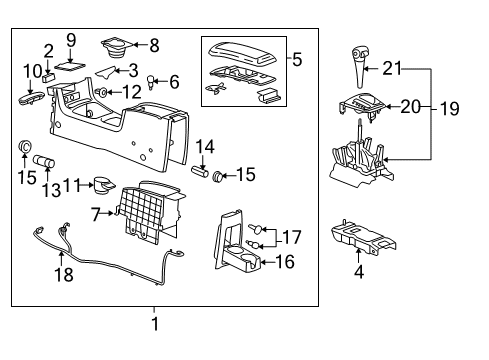 2007 Chevrolet Malibu Gear Shift Control - AT CONSOLE, Floor Console Diagram for 15278668