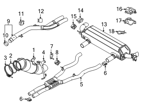 2020 BMW 840i Gran Coupe Exhaust Components CENTER MUFFLER WITH PIPES Diagram for 18308699096