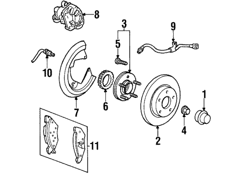 2000 Lincoln Continental Anti-Lock Brakes Wheel Stud Diagram for F8DZ-1107-AA