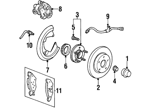 2002 Lincoln Continental Anti-Lock Brakes Rear Pads Diagram for 1U2Z-2V200-PA