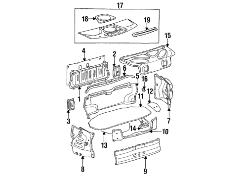 1997 Lexus GS300 Interior Trim - Rear Body Trunk Lid Trim Clip Diagram for 90467-05020-22