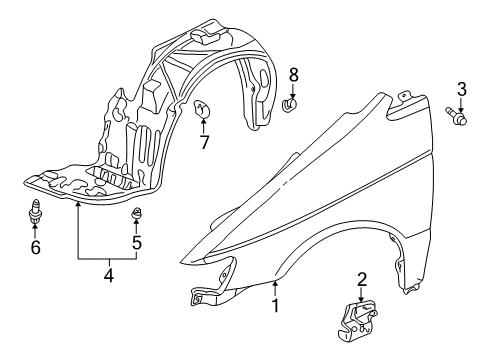 2003 Honda Odyssey Fender & Components Fender, Left Front (Inner) Diagram for 74151-S0X-A00