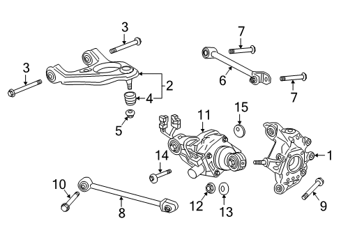 2018 Acura TLX Rear Suspension Components, Lower Control Arm, Upper Control Arm, Stabilizer Bar Actuator, Driver Side Rtc Diagram for 52345-TZ3-A72