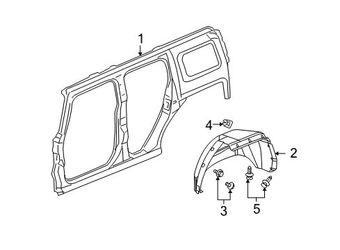 2009 Hummer H3 Quarter Panel & Components Liner, Rear Wheelhouse Panel Diagram for 15246961