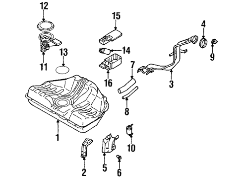 1996 Nissan Sentra Fuel Supply Fuel Tank Assembly Diagram for 17202-F4300