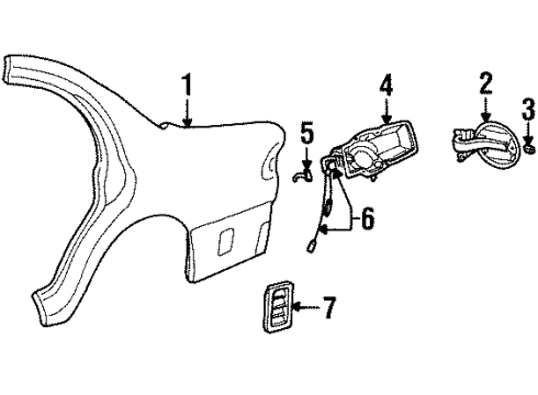 1998 Lincoln Continental Fuel Door Fuel Door Retainer Diagram for 5W4Z-5428608-A