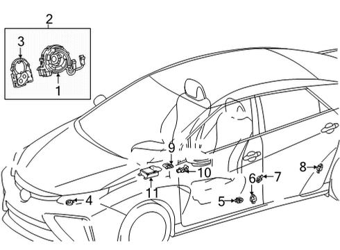 2017 Toyota Mirai Air Bag Components Side Impact Sensor Diagram for 89831-33040