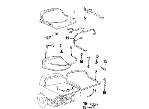 1997 Pontiac Firebird Trunk Strut-Rear Compartment Lid Diagram for 10230356