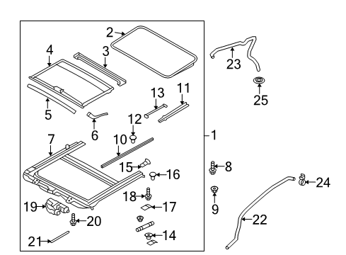 2012 Hyundai Genesis Coupe Sunroof Rail Assembly-Sunroof Guide, LH Diagram for 81647-2M000