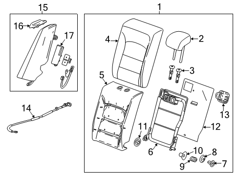 2016 Chevrolet Malibu Rear Seat Components Seat Back Cover Diagram for 84111008