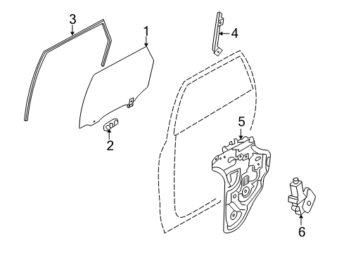 2010 Hyundai Tucson Rear Door Run-Rear Door Window Glass, LH Diagram for 83530-2S000