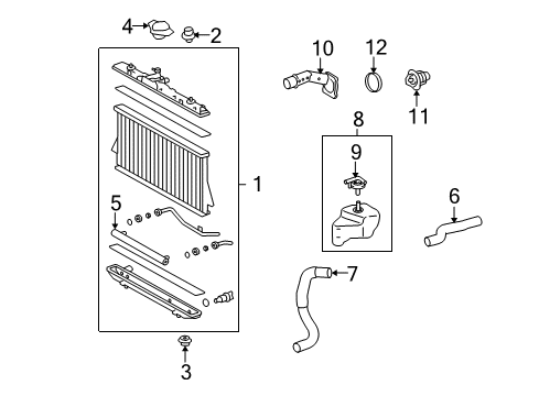 2011 Toyota Venza Radiator & Components Radiator Assembly Diagram for 16410-AZ054