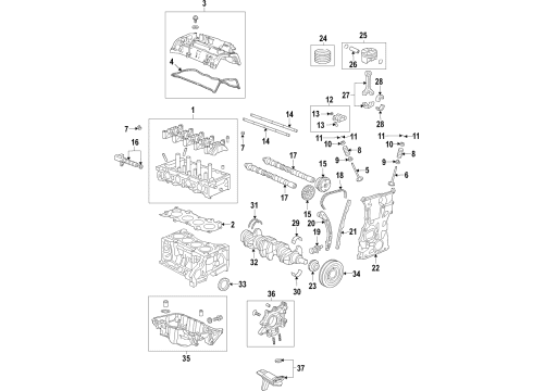 2016 Honda Civic Engine Parts, Mounts, Cylinder Head & Valves, Camshaft & Timing, Oil Pan, Oil Pump, Crankshaft & Bearings, Pistons, Rings & Bearings, Variable Valve Timing Piston Set Diagram for 13010-59B-000