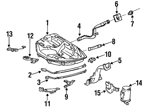 1992 Honda Civic Fuel Supply Canister Assembly Diagram for 17300-SR1-A31