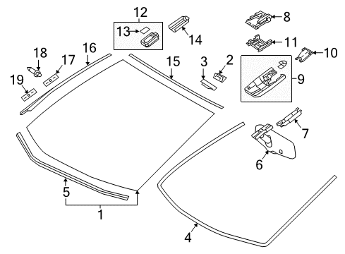 2020 Toyota Prius AWD-e Wipers Front Camera Latch Diagram for 86464-48011
