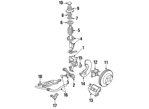 1992 Mercury Topaz Front Suspension Components, Lower Control Arm, Stabilizer Bar Stabilizer Bar Retainer Diagram for F23Z5486A