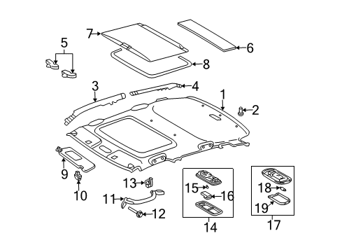 2006 Scion xA Sunroof Sunvisor Diagram for 74310-52470-B1