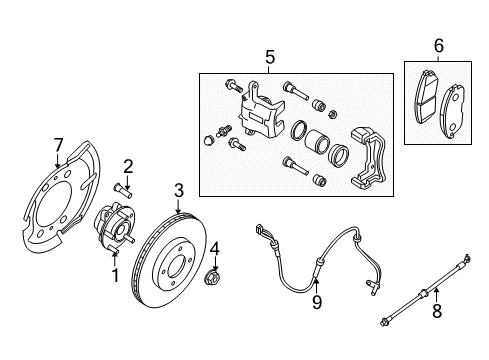 2009 Nissan Sentra Anti-Lock Brakes CALIPER Assembly-Front LH, W/O Pads Or SHIMS Diagram for 41011-ET01B