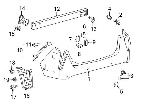 2017 Toyota Prius Rear Bumper Side Retainer Diagram for 52575-47040