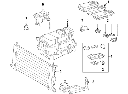 2008 Lexus RX400h Hybrid Components, Battery, Cooling System Pump Assy, Water W/Motor Diagram for G9020-48052