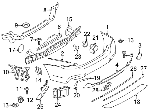 2016 BMW M4 Rear Bumper Ultrasonic Sensor Diagram for 66209261595