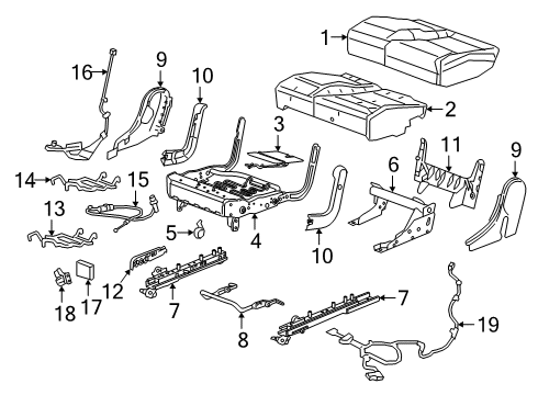 2021 Cadillac XT6 Power Seats Seat Cushion Pad Diagram for 84750888