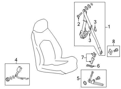 2012 Cadillac CTS Seat Belt Tensioner Cover Diagram for 20782977