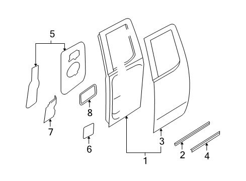 2015 Nissan Titan Rear Door Bumper-Rubber, Rear Door Diagram for 80872-9FF0A