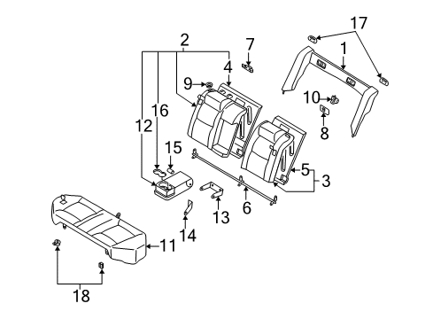 2006 Nissan Altima Rear Seat Components Rear Seat Armrest Assembly Diagram for 88700-ZB002