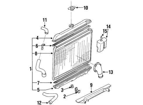1996 Nissan Pickup Radiator & Components Rubber-Mounting RADISTOR Diagram for 21508-01G02