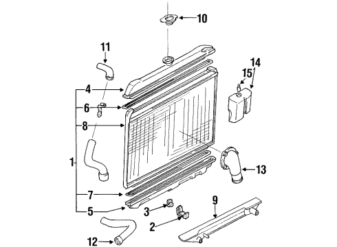 1987 Nissan D21 Radiator & Components Tank-Radiator Lower Diagram for 21413-01G10