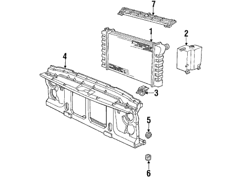 1988 GMC R1500 Suburban Radiator & Components Cushion Asm, Radiator Support Upper Diagram for 470497