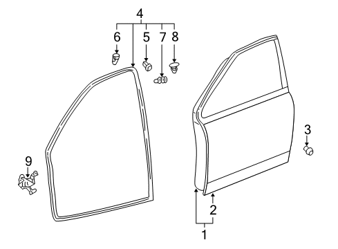 2006 Scion xA Front Door Door Weatherstrip Diagram for 67862-52090