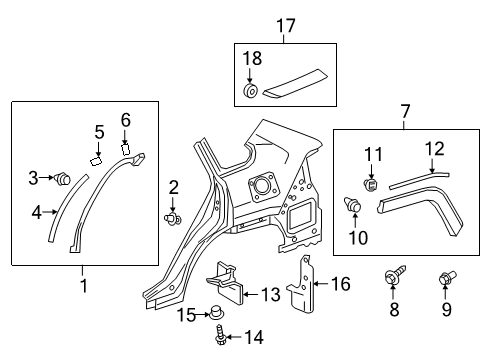 2021 Toyota RAV4 Prime Exterior Trim - Quarter Panel Front Plate Diagram for 65631-0R080