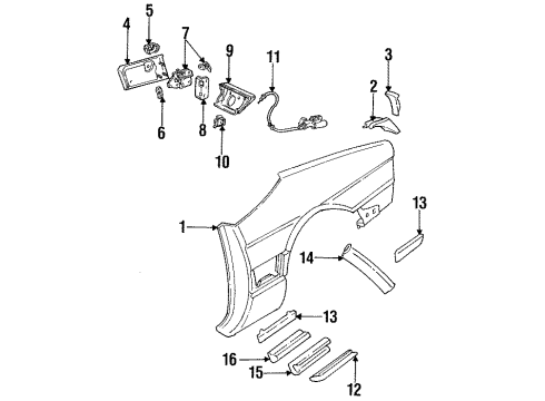 1993 Cadillac Allante Fuel Door Weatherstrip Asm-Folding Top Stowage Compartment Cover Diagram for 3537012