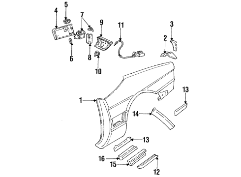 1993 Cadillac Allante Fuel Door Pocket Diagram for 1641103