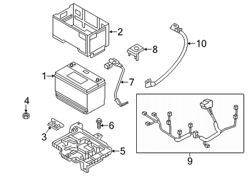 2021 Hyundai Santa Fe Battery Tray Assembly-Battery Diagram for 37150-P2000