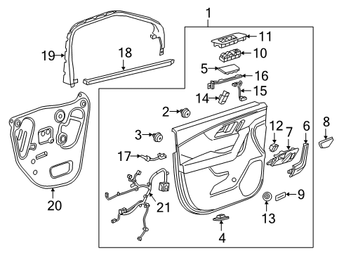 2019 Chevrolet Blazer Interior Trim - Front Door Water Deflector Diagram for 84390009