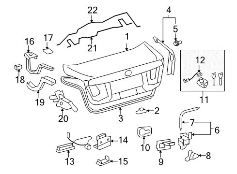 2010 Lexus LS600h Trunk Switch Assy, Luggage Door Opening Diagram for 84840-50031-A1
