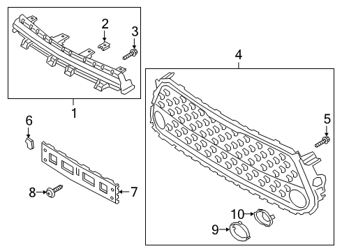2022 Kia Soul Grille & Components Piece-Radiator Grill Diagram for 86565K0000