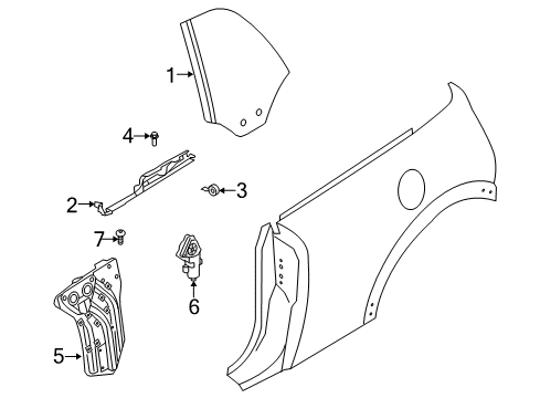 2010 Mini Cooper Quarter Panel - Glass & Hardware Saucer-Head Screw Diagram for 51333414002