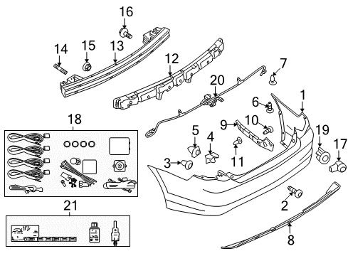 2012 Ford Fusion Parking Aid Bumper Cover Diagram for AE5Z-17K835-AAPTM