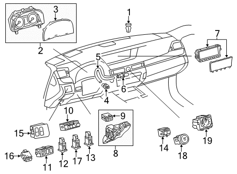 2015 Lexus GS450h Cluster & Switches, Instrument Panel Switch, Parking Lamp Diagram for 84332-30331